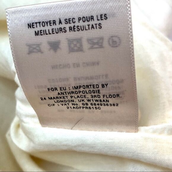 Anthropologie Moulinette Soeurs Bonsai Breeze Linen Leaf Ivory Skirt Size 2 - Picture 7 of 9